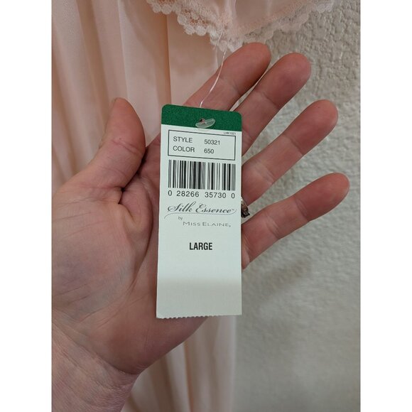 Vintage Miss Elaine Silk Essence Nightgown Size Large Sheer Bridal Traditional - Picture 3 of 12